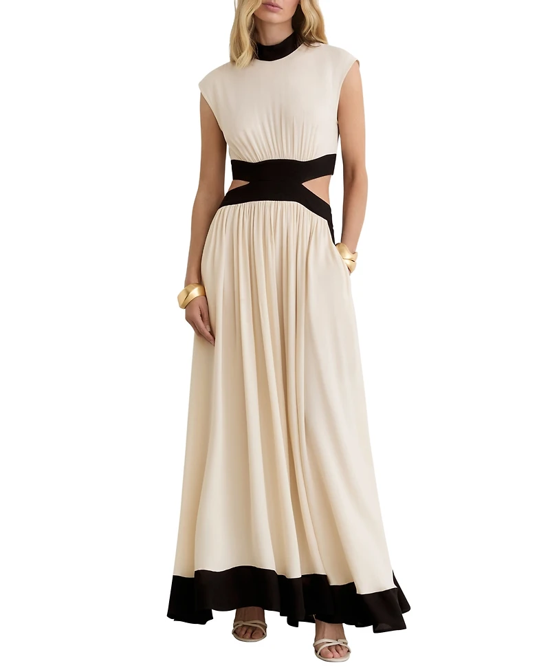 Reiss Women's Keely Fit & Flare Colorblock Cut-Out Waist Maxi Dress