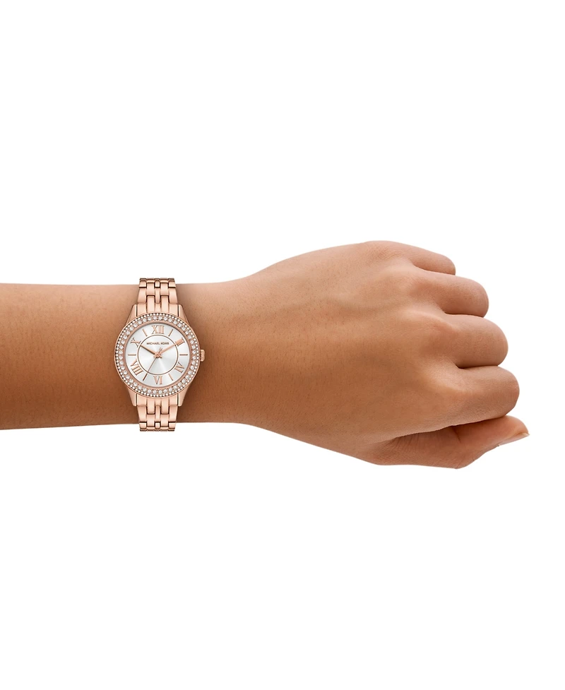Michael Kors Women's Harlowe Three-Hand Rose Gold-Tone Stainless Steel Watch 33mm