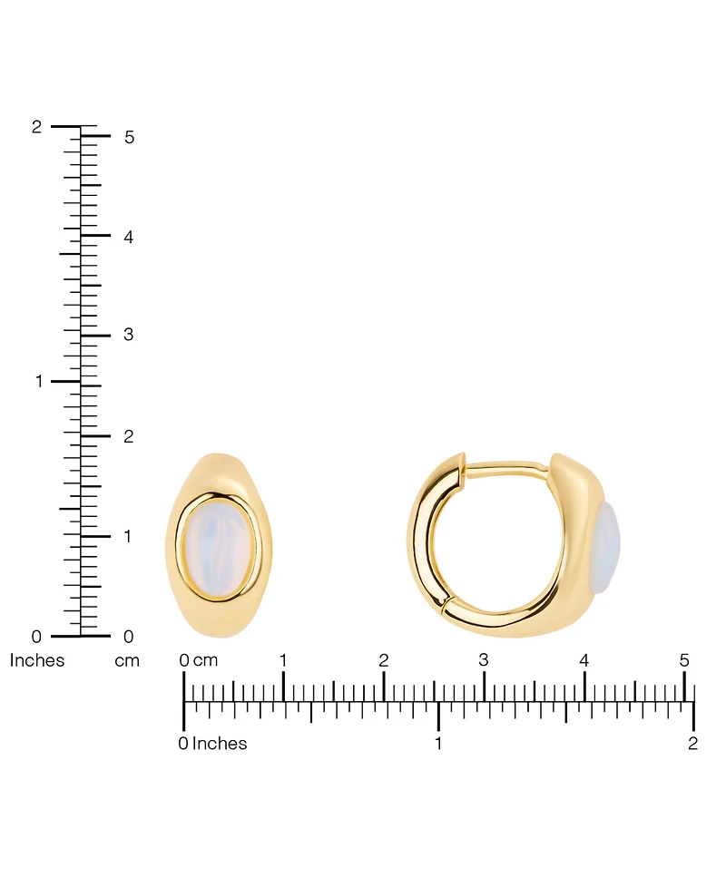 Macy's Gold-Plated Howlite Turquoise Simulated Moonstone Huggie Hoop Earrings
