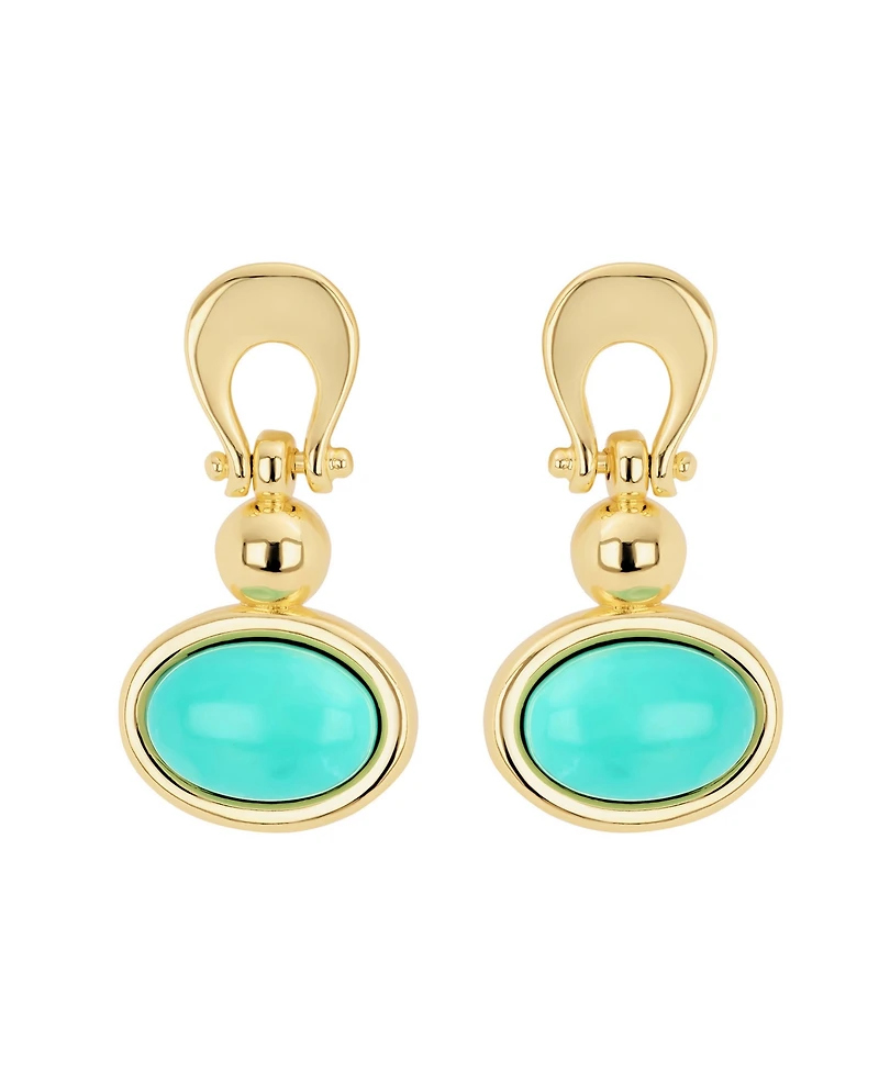 Macy's Gold-Plated Howlite Turquoise Oval Drop Earrings