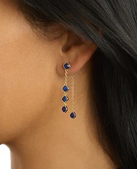 Macy's Gold-Plated Genuine Lapis Howlite Turquoise Front and Back Drop Earrings