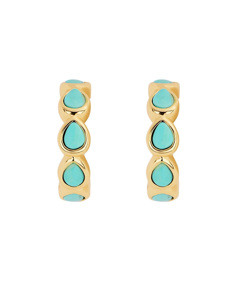 Macy's Gold-Plated Howlite Turquoise Pear Hoop Earrings