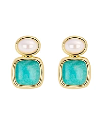 Macy's Gold-Plated Lapis Imitation Pearl Stud Drop Earrings