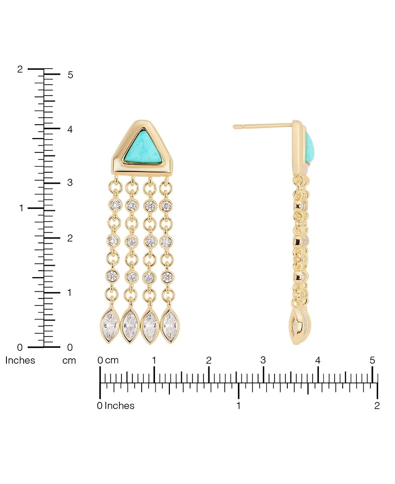 Macy's Gold-Plated Howlite Turquoise and Cubic Zirconia Triangle Waterfall Drop Earrings