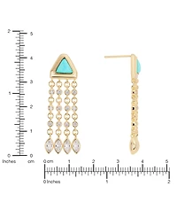 Macy's Gold-Plated Howlite Turquoise and Cubic Zirconia Triangle Waterfall Drop Earrings