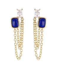 Macy's Gold-Plated Lapis Howlite Simulated Cubic Zirconia Chain Drop Earrings