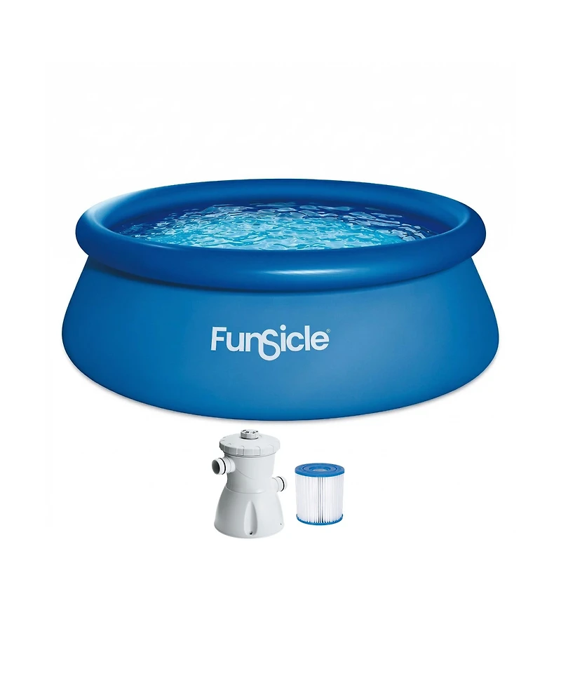 Funsicle 8' x 30" QuickSet Inflatable Ring Top Outdoor Above Ground Pool With Pump