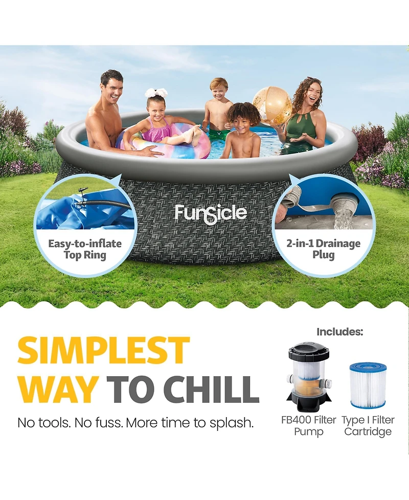 Funsicle 10' x 30" QuickSet Ring Top Above Ground Swimming Pool Dark Herringbone