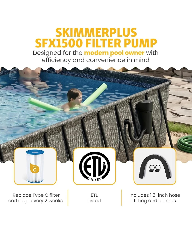Funsicle 24 Ft Oasis Designer Lap Above Ground Pool w/ Pump, Dark Herringbone
