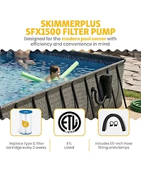 Funsicle 24 Ft Oasis Designer Lap Above Ground Pool w/ Pump, Dark Herringbone