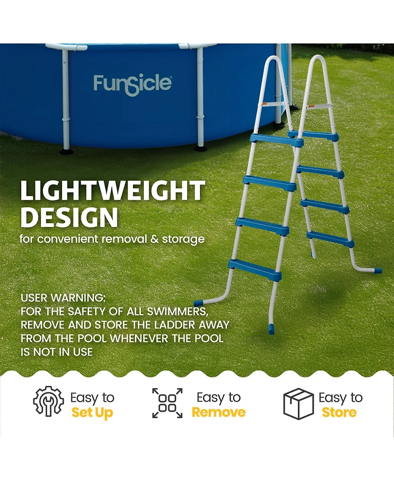 Funsicle 52 Inch SureStep 4 Stair Outdoor Above-Ground Swimming Pool Ladder