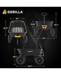 Gorilla Carts Heavy Duty 12 Cubic Foot Poly Yard Dump Garden Utility Cart, Black