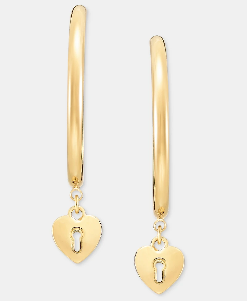 Karl Lagerfeld Paris Heart Charm Hoop Earrings