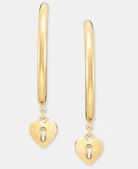 Karl Lagerfeld Paris Heart Charm Hoop Earrings