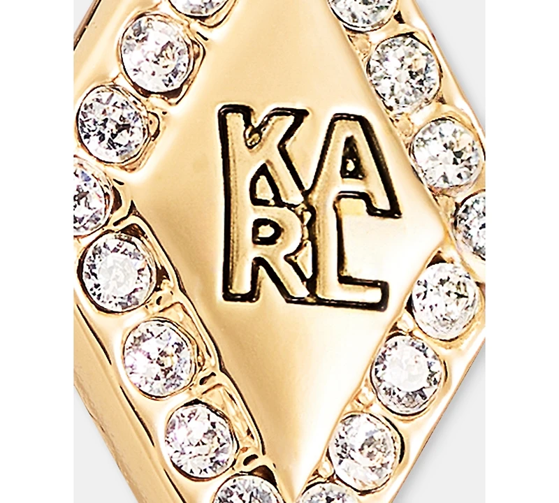 Karl Lagerfeld Paris Pave Logo Charm Hoop Earrings
