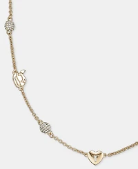 Karl Lagerfeld Paris Crystal Ikon Heart Station Collar Necklace, 16" + 3" extender