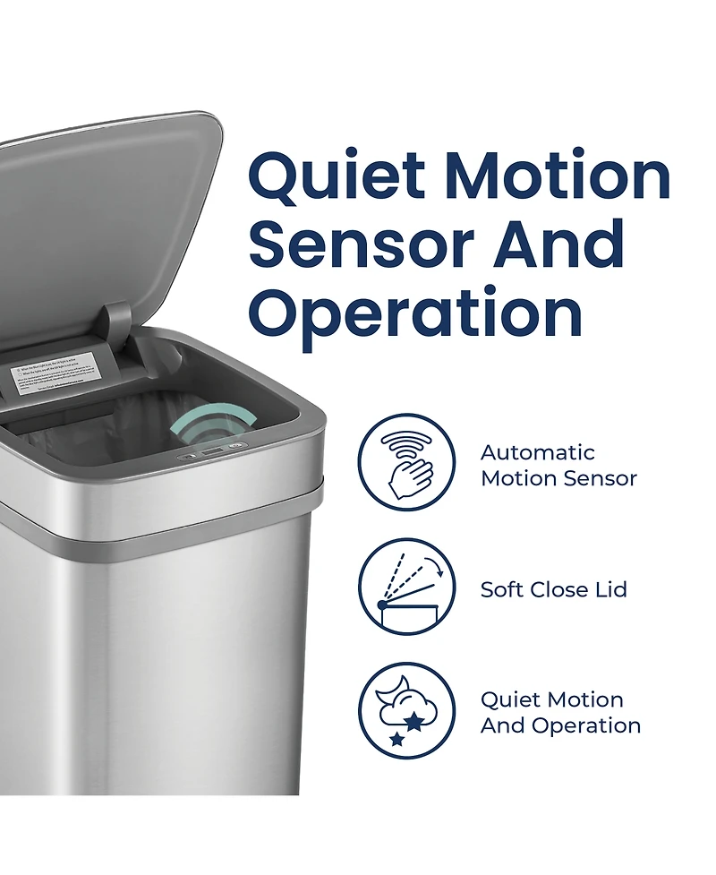 Ninestars Nova Uv Odor Neutralizing Smart Kitchen Trash Can 13 Gallon Squared