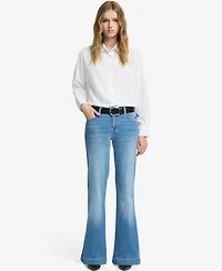 7 For All Mankind Women's Dojo Tailorless Mid-Rise Flare Jeans