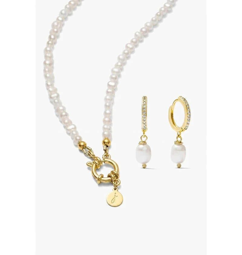 Joey Baby 2-Pc. Set Handcrafted Dainty Freshwater Pearl Necklace and Earrings in -Plated Finish