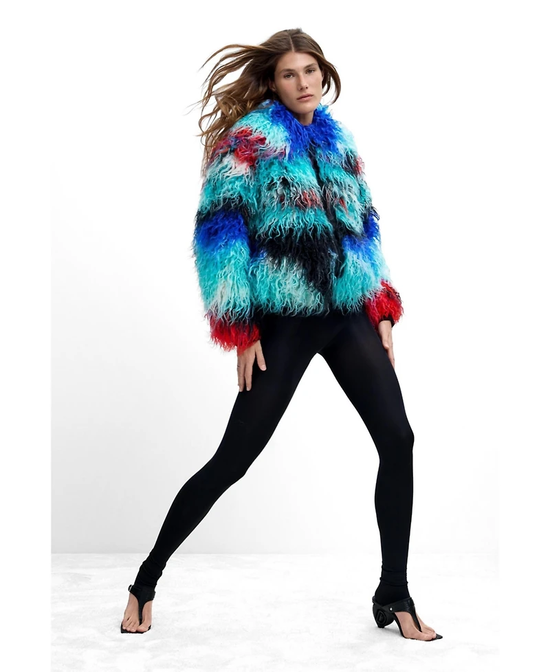 Desigual Women's Long Hair Coat Lacroix