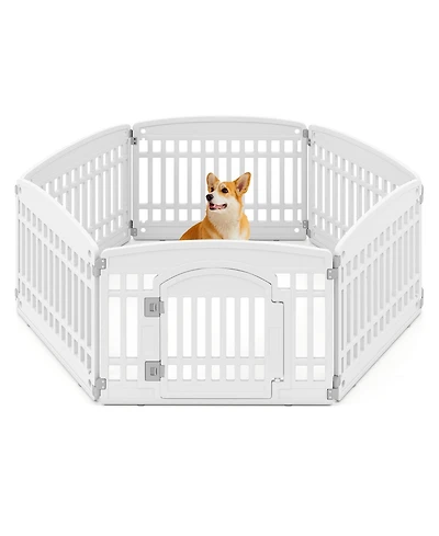Ruie 6 Panel Foldable Plastic Dog Playpen 24 Inch Indoor Outdoor Pet Fence