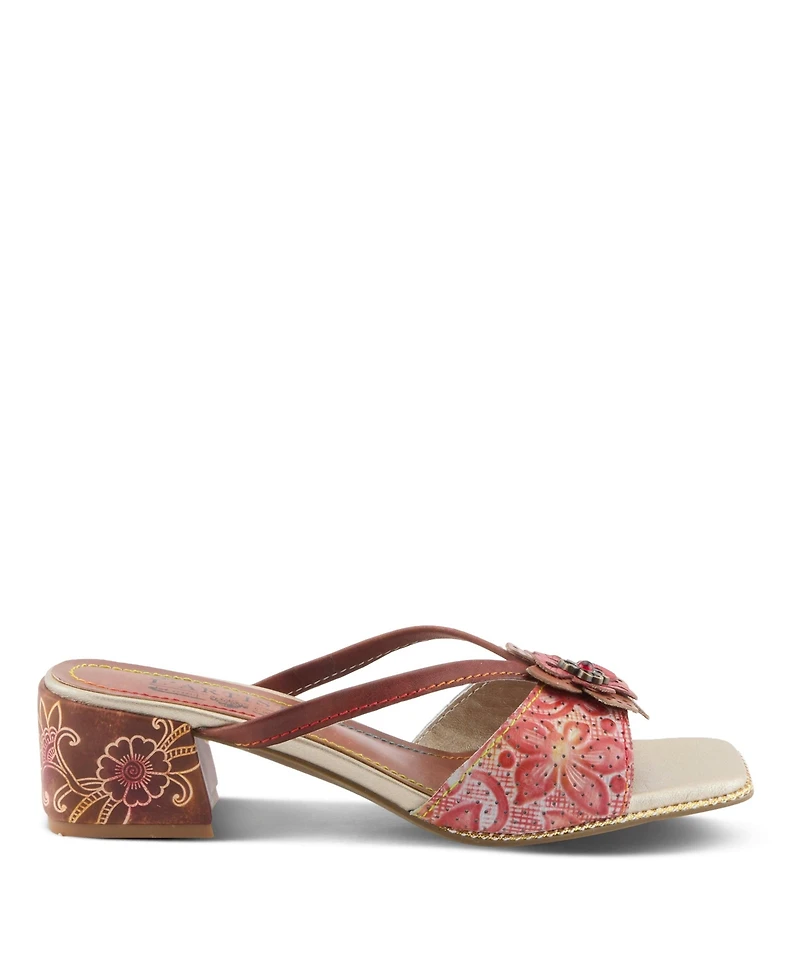 L'Artiste Women's Europa Strappy Sandal with Floral Vamp