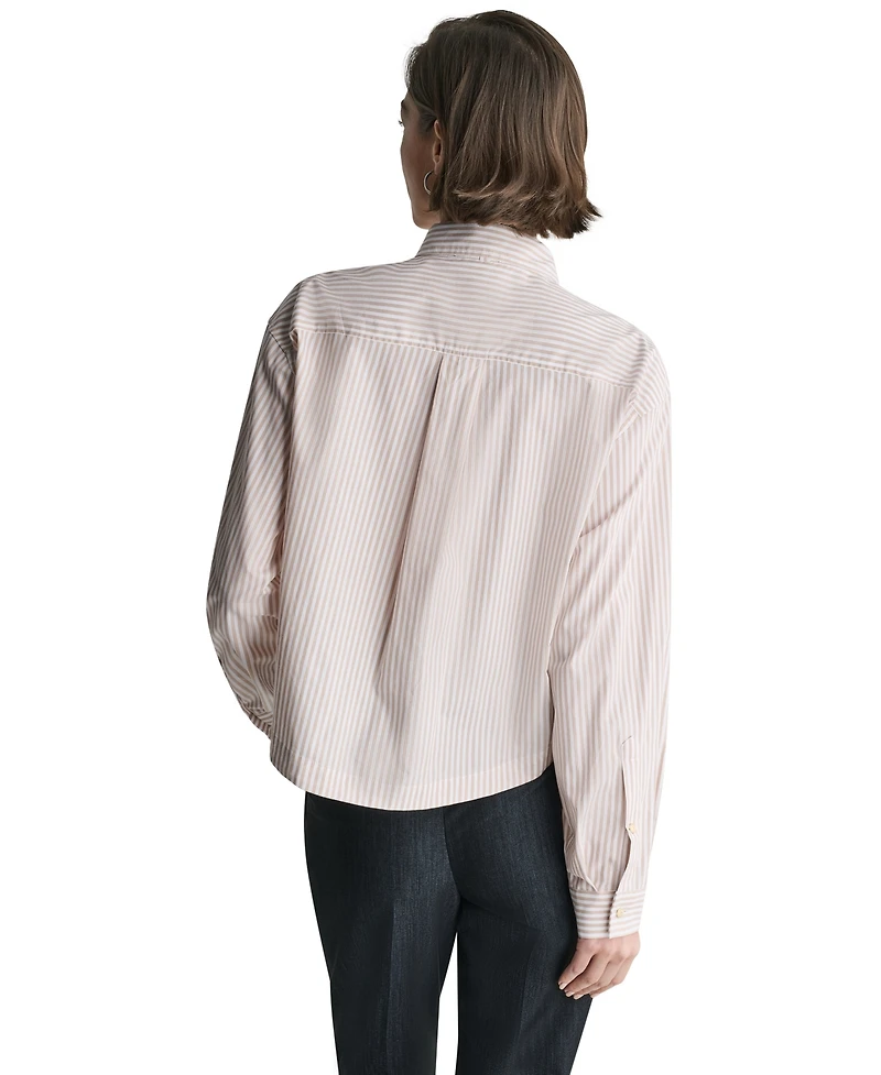 Bcbg Women's Cotton Collared Tie-Neck Blouse
