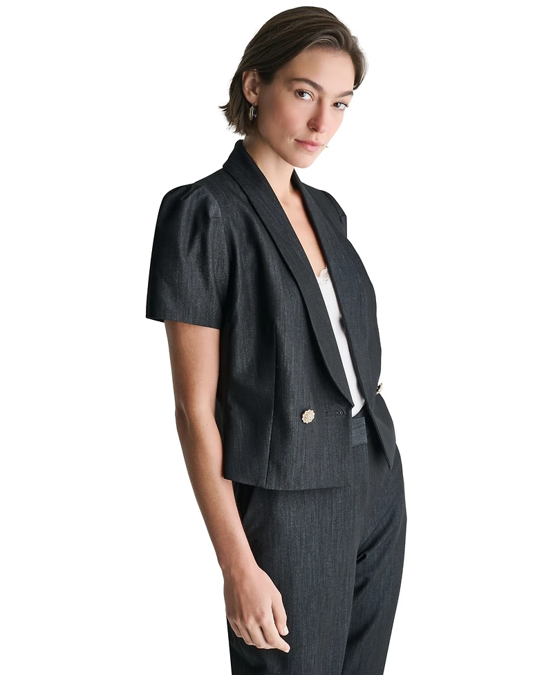 Bcbg Women's Cropped Double-Breasted Draped-Collar Blazer