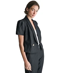 Bcbg Women's Cropped Double-Breasted Draped-Collar Blazer