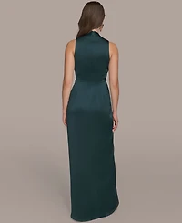 Donna Karan New York Petite Surplice Neck Wrap Maxi Dress