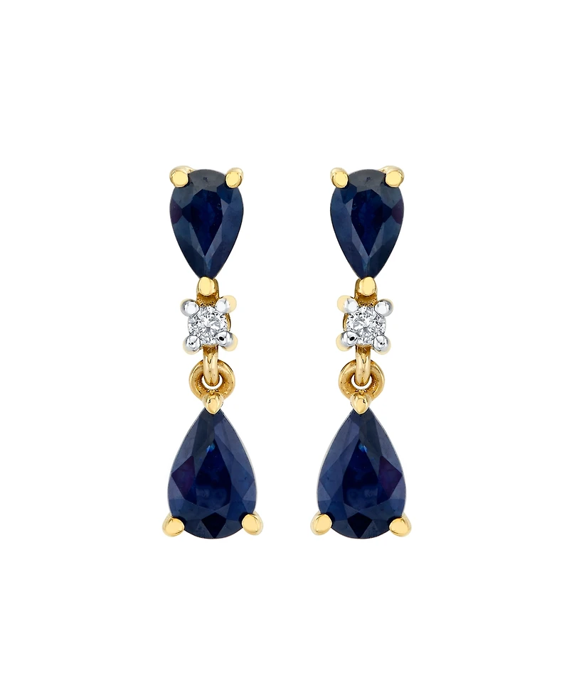 Macy's Sapphire (1-5/8 ct. t.w.) & Diamond Accent Drop Earrings in 10k Yellow Gold