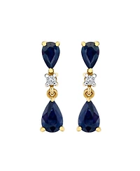 Macy's Sapphire (1-5/8 ct. t.w.) & Diamond Accent Drop Earrings in 10k Yellow Gold