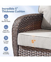 Pocassy Outdoor Wicker Rattan Patio Sofa With 5" Thick Cushions