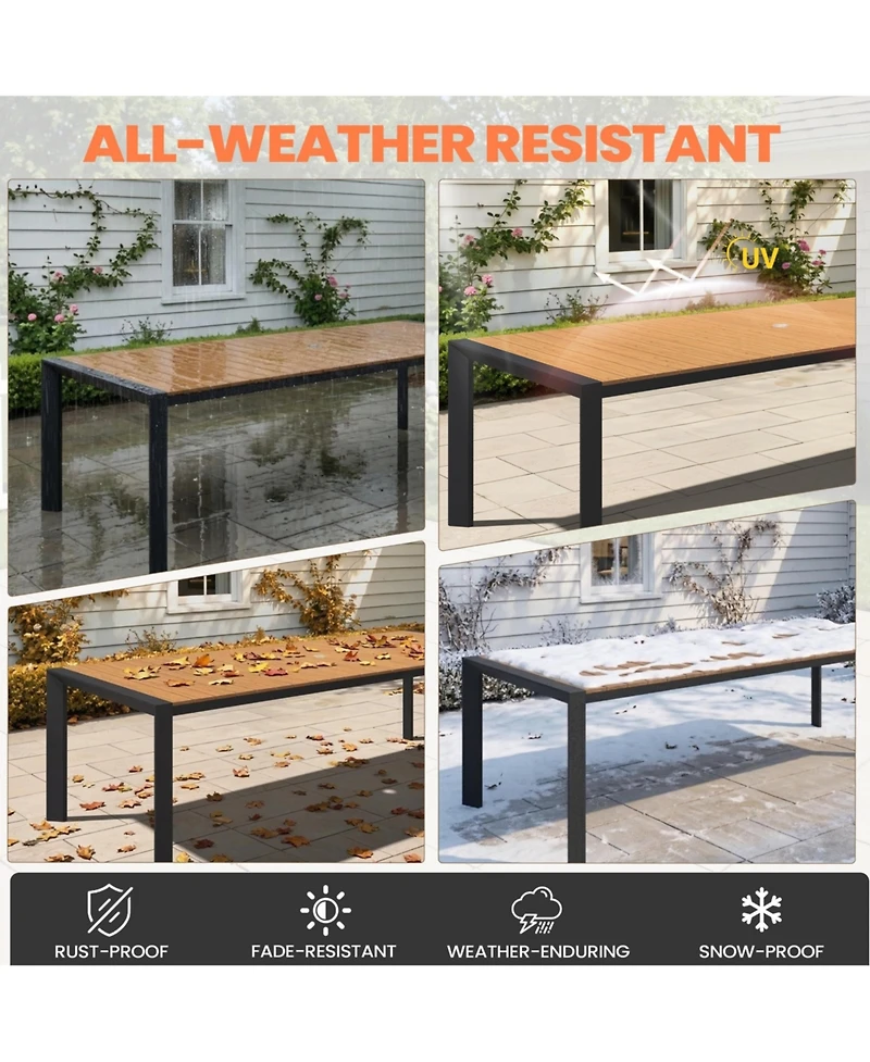 Pellebant Premium Outdoor Patio Aluminum Rectangular Dining Table with Umbrella Hole