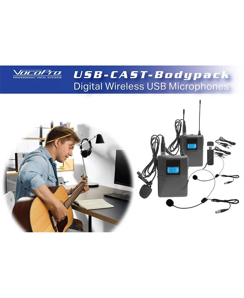 VocoPro Usb-Cast Dual Wireless Microphone System for Pc/Mac