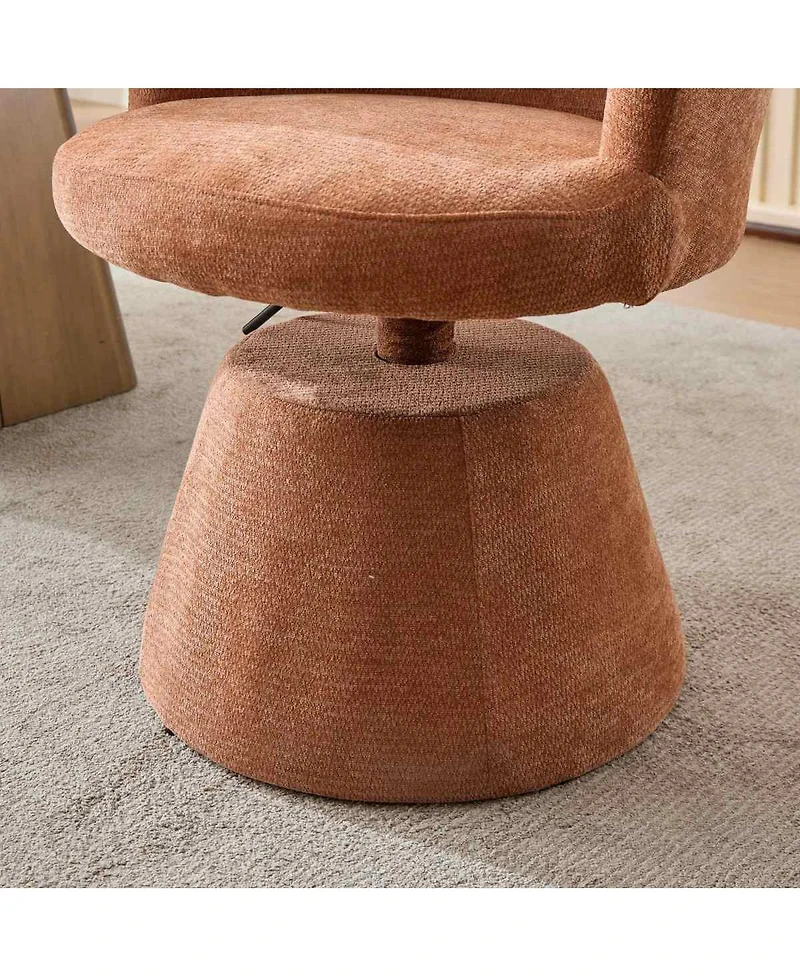Streamdale Furniture Streamdale Adjustable Swivel Chenille Bar Stool Modern Round Accent Chair Terracotta