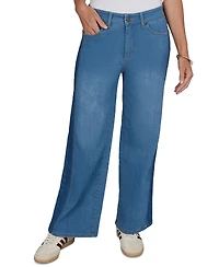 Ruby Rd. Petite Pull-On Wide-Leg Two-Tone Jeans