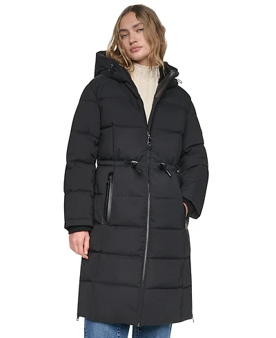 Dkny Women's Walker Length Anorak Lined Hood Coat