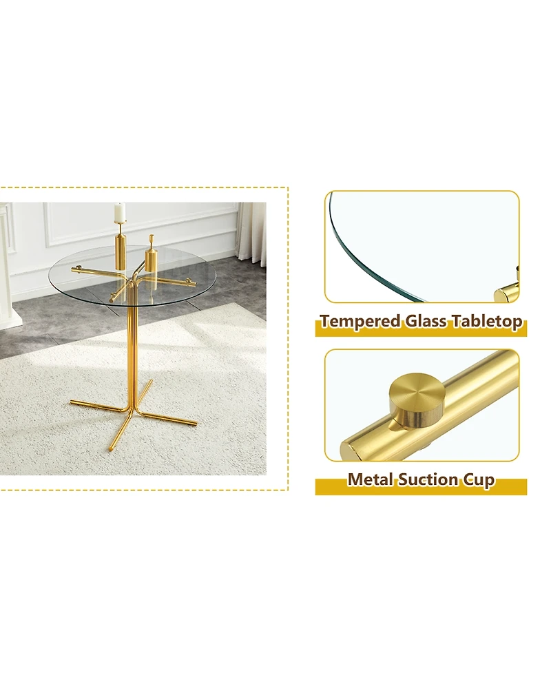 Streamdale Furniture Round Glass Bar Table, 36 Inch, Tempered Glass