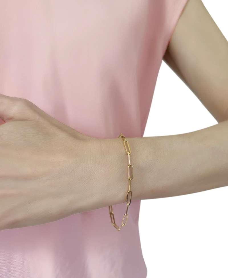 Italian Gold Paperclip Chain 7.5" Bracelet in 10k Yellow Gold