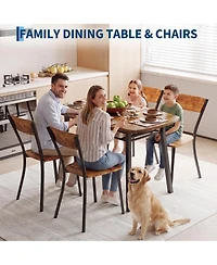 homfan 5 Piece Dining Table Set for 4, 43.3-Inch Kitchen and Chairs of 4 with Storage Rack, Mdf Square Room