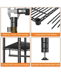 homfan Heavy Duty Metal Garment Rack – Freestanding Storage Shelf and Adjustable Shelves and Hanging Rods – 1000 lb Cap – for Closet, Wardrobe