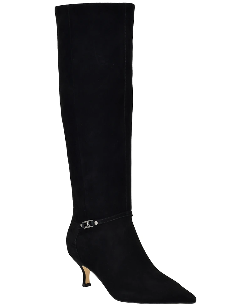 Calvin Klein Women's Serray Tall Suede Pointed Toe Boots