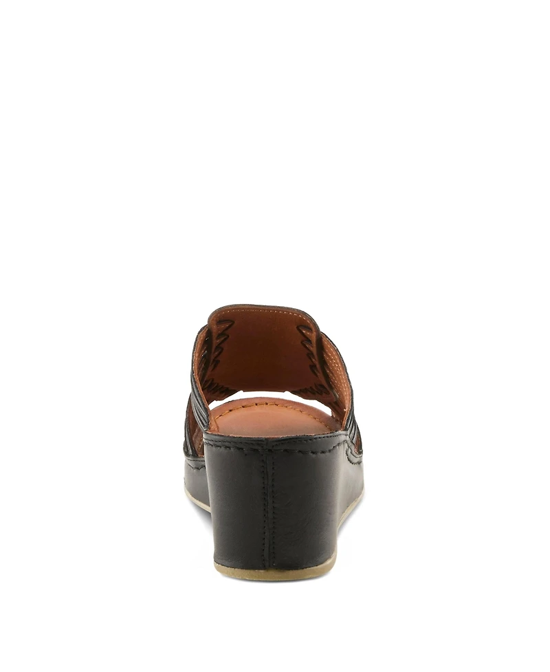 Spring Step Women's Wedge Sandal With Woven Leather Upper