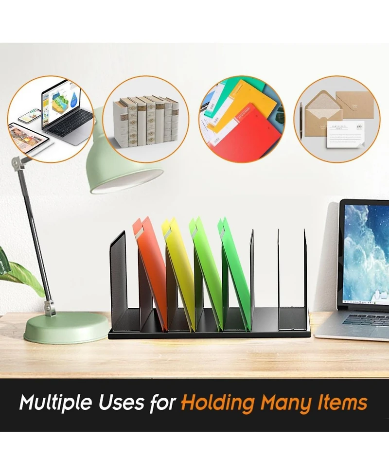 Danrong Heavy Duty Steel Mesh Desk File Organizer Compartments Desktop Sorter for Home Office Classroom