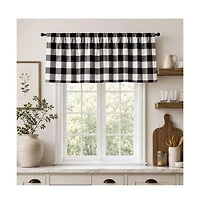 Kate Aurora 3 Piece Country Farmhouse Buffalo Plaid Sheer Curtains And Valance Set