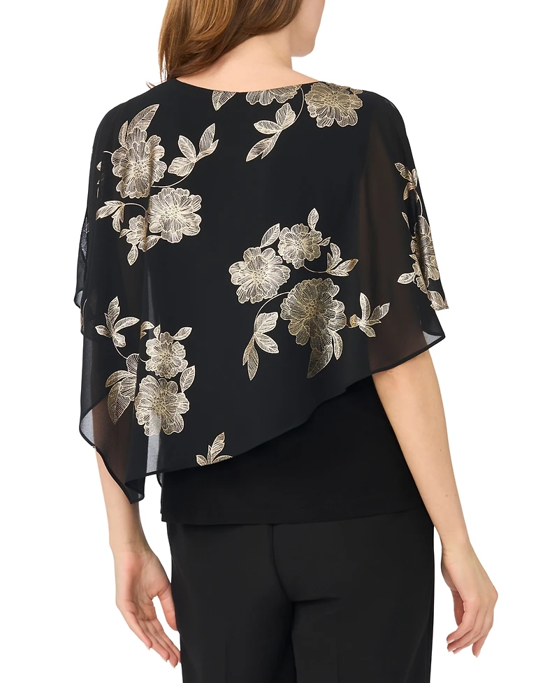 Msk Women's Foil Cape Crewneck Top