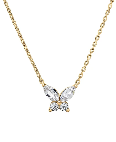 Macy's Lab-Grown White Sapphire (3/8 ct. t.w.) Butterfly Necklace in 14k Gold-Plated Sterling Silver