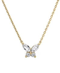 Macy's Lab-Grown White Sapphire (3/8 ct. t.w.) Butterfly Necklace in 14k Gold-Plated Sterling Silver