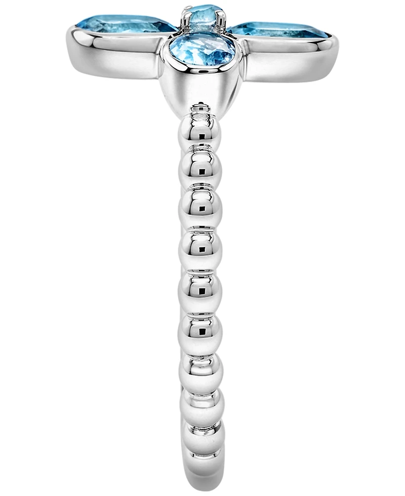 Macy's Blue Topaz (1-1/4 ct. t.w.) Flower Ring in Sterling Silver